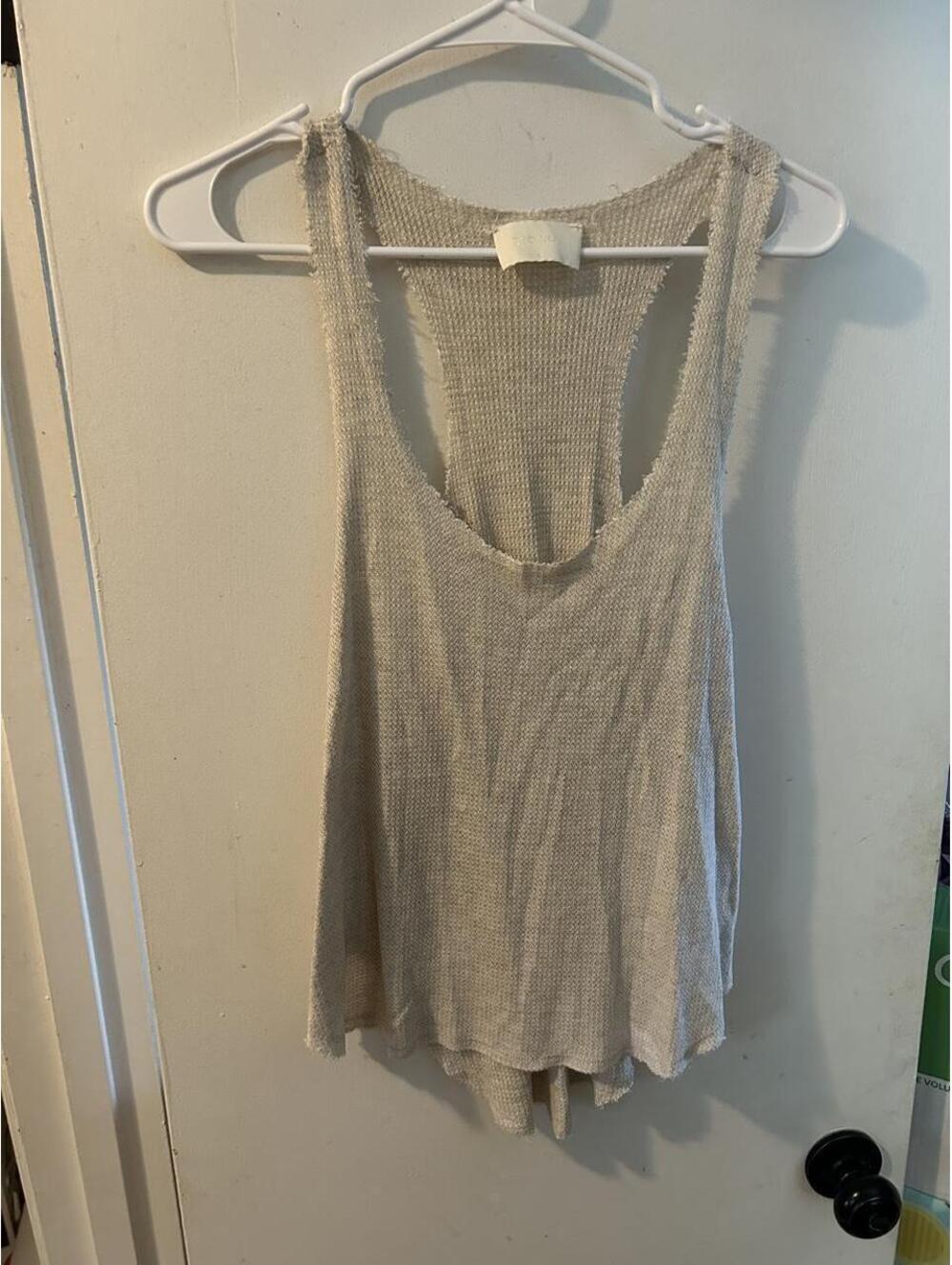 Storia cream & tan flowy tank top size S